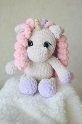 Little plush unicorn magic toy, crochet unicorn soft toy, amigurumi gift for the unicorn lover
