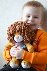 Amigurumi lion stuffed animal, lion plush toy African animals, crochet lion baby toys