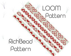 Narrow bracelet bead loom patterns Valentine beading patterns to download Hearts patterns instant downloads 118 17.09.22