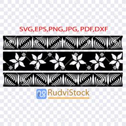 Tattoo Svg. Polynesian tribal tattoo flowers pattern seamless border