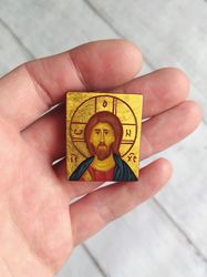 Jesus Christ | Hand painted icon | Travel size icon | Orthodox icon for travellers | Small Orthodox icons