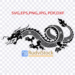Tattoo Svg. Chinese tattoo tribal dragon design pattern