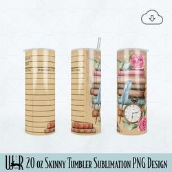Library Card Tumbler Sublimation PNG Design t0014