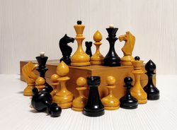 Antique Soviet Wooden Chess set. Russian chess.Vintage chess USSR