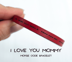 I LOVE YOU MOMMY morse code bracelet, leather bracelet, gift for mom, best mothers gift from daughter, Christmas gift