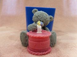 Teddy Bear with a cake - silicone mold