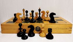 Soviet Antique Wooden Chess. Russian chess. Vintage chess USSR
