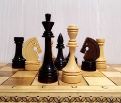Unique Vintage Soviet Chess Handmade.Antique Russian Wooden Chess