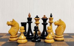 Vintage Soviet Wooden Chess. Russian Antique chess USSR