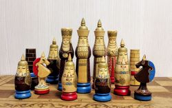Vintage Soviet Wooden Chess set. Russian Antique chess.Chess USSR