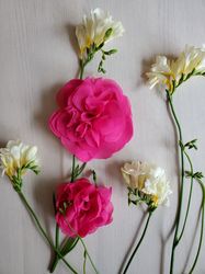 Textile fabric floral brooch Peony flower chiffon brooch. Shabby chic accessories. Pink brooch. Romantic brooch. Boho Pi