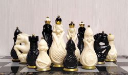 BIG Soviet Vintage Bakelite chess.Antique Russian Carbolite Chess