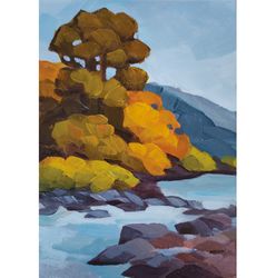 Stony river original acrylic painting Landscape painting