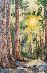 Sequoia Landscape National Park Painting Oil Original Artwork Oil Impasto Painting Sequoia