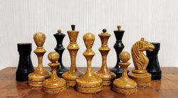 Antique Soviet Wooden Chess. Big Russian chess. Vintage chess USSR