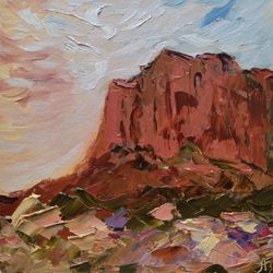 Mountains Original Oil Painting Sonoran Desert Artwork Grand Canyon Wall Art