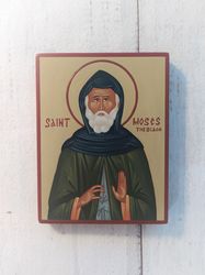 Moses the Black | Hand painted icon | Orthodox icon | Religious icon | Christian supplies | Orthodox gift | Holy Icons