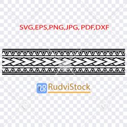 Polynesian tattoo line tribal pattern. Tribal Svg. Polynesian tribal tattoo band pattern
