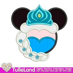 Queen ELSA Tiara Mouse  Princess  Frozen  Elsa Crown Design applique for Machine Embroidery