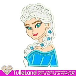 Elsa Frozen Anna and Elsa Birthday Snow Girls Princess Queen Design applique for Machine Embroidery