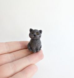 British shorthair cat, miniature needle felted cat, cute gift