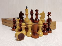 Vintage Russian Wooden Chess. Rare Antique soviet wooden chess