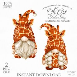 Giraffe Gnome Clip Art. Animal Gnome. Hand Drawn Graphics, Instant Download. Digital Download. OliArtStudioShop
