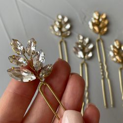 Bridal crystal hair piece Wedding hair accessory Rhinestone hair pins Wedding hair clip set of 3