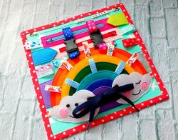 Rainbow Busy Board, undefined Autism Fidget Sensory Blanket, Fidget Busy Board, Tactile Tablet To Combat Dementia, Quiet Book