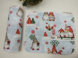 Unpaper towels set of 12 10*12" 1 & 2-ply christmas gnomes, Eco-friendly, reusable paper towels, washable paper towel