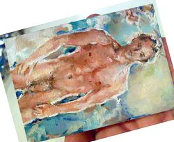 original gay art, nudes/sexy boy portrait, great body, male torso armpits, aceo.