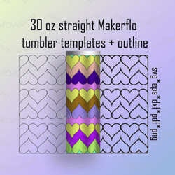 Hearts Tangram Tumbler SVG 30 oz straight Skinny Makerflo. Hearts tumbler Template svg Valentines Day Tumbler cut file