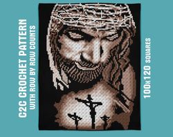 JESUS c2c crochet graph pattern with written instrustions