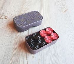 Pink black Soviet carbolite checkers vintage Russian draughts box set