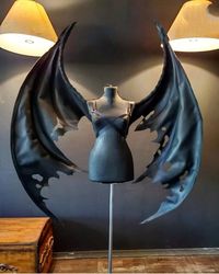 black wings, bat wings, maleficent wings, halloween wings, black angel wings, anime wings