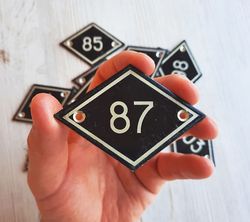 Black number sign 87 small rhomb metal plate