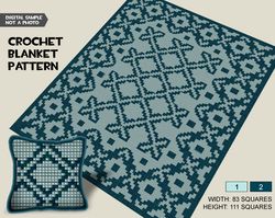 Crochet C2C blanket & pillow / Corner to corner blanket & pillow 83*111 squares / Morocco