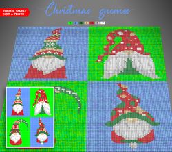 Crochet C2C blanket / Corner to corner blanket 80*100 squares / Christmas Gnomes