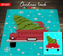 Pattern For C2C & Tapestry Crochet / Corner to corner blanket 80*100 squares / Christmas Truck