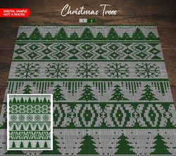 C2C Christmas Trees Blanket Crochet Pattern