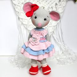 Mouse doll crochet pattern PDF in English  Stuffed mouse toy removable clothes