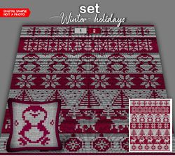 Crochet C2C blanket / Corner to corner blanket 111*140 squares / Winter holiday