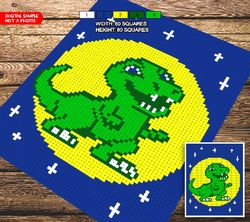 Crochet C2C blanket / Corner to corner blanket 60*80 squares & pillow / Lunar dinosaur
