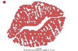 Machine Embroidery Design Kiss Lips Love Valentine's Day Embroidery Lips Embroidery Kiss Red lips Human lips Fashionable