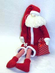 Cloth tilda doll Santa handmade stuffed rag doll Santa Claus for Christmas home decor