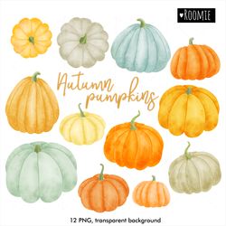Watercolor pumpkins PNG clipart, Halloween, Fall autumn leaf, Hello autumn png Colors leaf clip art hand drawn Printable