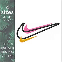 Nike Embroidery Design, custom logo swoosh file nikes, 4 sizes, Instant Download