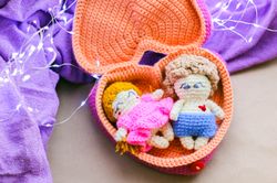Crochet Pattern Miniature Toys Heart Boy and Girl