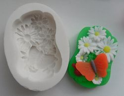 Butterfly on flowers - silicone mold