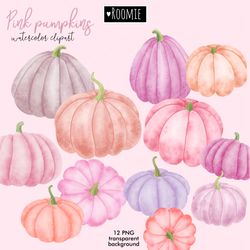 Pink Pastel pumpkins PNG clipart, Halloween wreath, Fall autumn leaf Hello autumn png Printable Pink Pumpkin decor